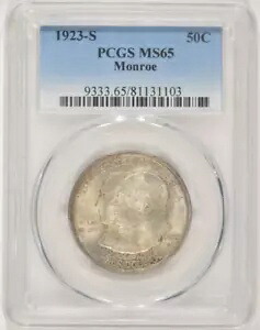 1923-S モンロー記念シルバー ハーフダラー 50c PCGS MS65 81131103