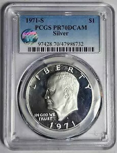 1971 S ドル アイゼンハワー 40% シルバー PCGS PR-70 DCAM シルバー - サイト ホワイト