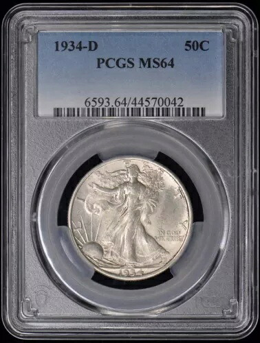 1934-D 50C ウォーキング リバティ ハーフダラー PCGS MS64