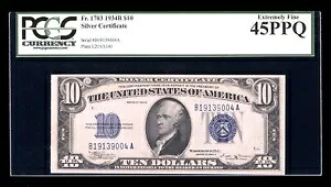 DBR 1934-B $10 シルバー ヴィンソン神父署名入り1703 PCGS 45 PPQ シリアル B19139004A