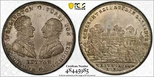 ドイツ PCGS 1815 MS 64 シティビューメダル ウェリントン & ウォータールーでのブルーチャー勝利