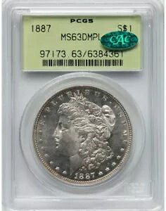 1887 $1 モルガン ドル PCGS MS63DMPL (CAC) OGH