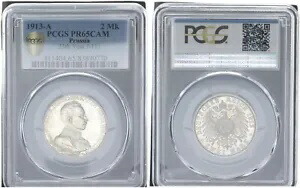 プロイセン 2 マーク 1913-A ヴィルヘルム 2 世 PCGS PR65CAM 106959