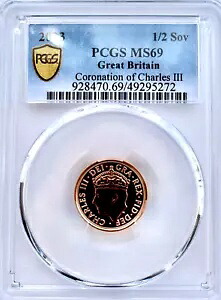2023 ゴールド ハーフ ソブリン PCGS MS69 英国国王チャールズ 3 世戴冠式