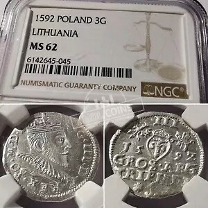 リトアニア - ジグムント III ワザ - 3 グロス - 1592 年 - NGC MS62