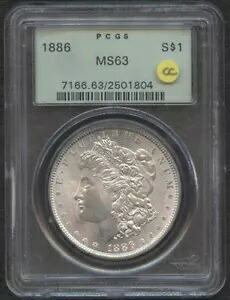 1886 $1 PCGS ストロング MS63 - ホワイト & 光沢 - モーガン ドル