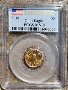 2010 USD $5 1/10TH トロイ オズ ゴールド アメリカン イーグル PCGS MS70 ファースト ストライク 16045355
