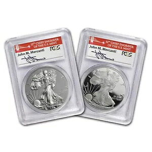 2012-S 2コイン シルバー イーグル セット PR-70 PCGS (FS、ジョン・マーカンティ)