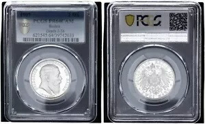 バーデン 2 マーク 1907 フリードリヒ大公の死について - PCGS PR64CAM PP 116198