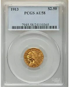 1913 インディアン ヘッド クォーター イーグル $2.5 ゴールド PCGS AU58｜WORLD RESOURCE【KING店】