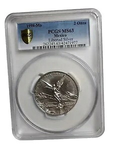 1998mo 2 oz libertad .999 メキシコ 7000 鋳造キー日付 PCGS MS63｜WORLD RESOURCE【KING店】