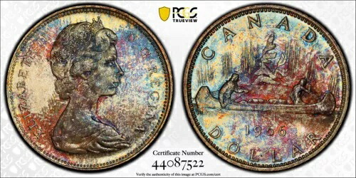 1966 エリザベス 2 世「ラージ ビーズ」カナダ ドル PCGS MS65 TrueView。|WORLD RESOURCE【KING店】