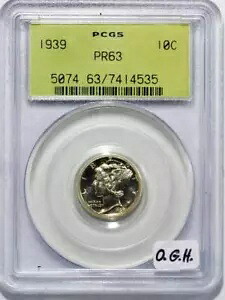 1939 プルーフ マーキュリー ダイム PCGS PR-63;オールドグリーンホルダー｜WORLD RESOURCE【KING店】