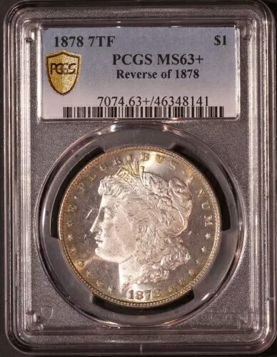 1878-P 7 尾羽、PCGS 63+、ほぼ ProoLike、光沢のある、強いストライク|WORLD RESOURCE【KING店】