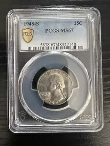 1948-S ワシントン クォーター MS67 PCGS|WORLD RESOURCE【KING店】