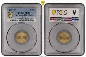 ドイツ 5 Reichspfennig 1937 F 定期発行 PCGS MS66 Third Reichspfennig｜WORLD RESOURCE【KING店】