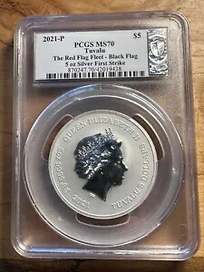 2021 ツバル 5オンス シルバー ブラックフラッグ ～赤旗艦隊～ PCGS MS70 ファーストストライク｜WORLD RESOURCE【KING店】