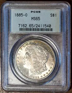 1885-O $1 シルバー モーガン ドル MS 65 PCGS # 2411540 グリーン ラベル + ボーナス|WORLD RESOURCE【KING店】