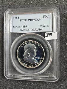 ?? 1954 フランクリン ハーフダラー シルバー PCGS PR67 CAM カメオ BU コイン ヴィンテージ ホルダー｜WORLD RESOURCE【KING店】