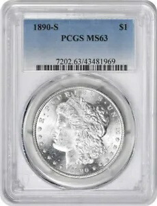 1890-S モーガン シルバー ダラー MS63 PCGS