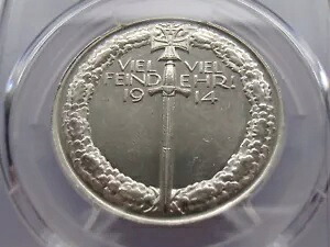 帝国バイエルン国王ルートヴィヒ「多くの敵、多くの名誉」 1914 年銀メダル PCGS SP62｜WORLD RESOURCE【KING店】