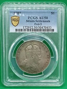 1907 年英国植民地海峡集落ゲロゲ V シルバー ダラー プリッド 5 PCGS AU50｜WORLD RESOURCE【KING店】