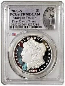 2023-S $1 MORGAN DOLLAR PCGS PR70DCAM FDOI グリーン ラベル シルバー プルーフ コイン。｜WORLD RESOURCE【KING店】