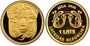 2005 ラトビア 1 ラッツ ゴールド ---アール ヌーボー。リガ-- PCGS PR68CDAM--｜WORLD RESOURCE【KING店】