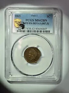 1865 インディアン ヘッド 1C プレーン 5 PCGS 認定 MS62BN イーグル アイ フォト シール｜WORLD RESOURCE【KING店】