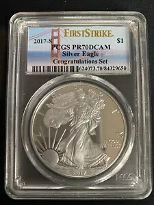 2017 S- アメリカン シルバー イーグル- PCGS- PR70DCAM- ファースト ストライク- おめでとうセット|WORLD RESOURCE【KING店】
