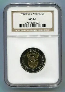 南アフリカ オム ポール コイン 世界造幣局マーク 2008 R5 コイン NGC グレード MS65