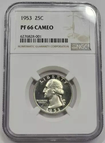 1953 P シルバー ワシントン クォーター NGC PF-66 カメオ