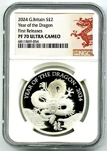2024年 イギリス 1オンス シルバー プルーフ NGC PF70 UCAM ドラゴン年 初リリース