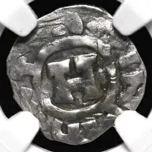 イタリア 1039-1125 AD ルッカ エンリコ III IV & V、クルセイダーズ シルバー デナロ コイン、NGC XF