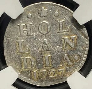 オランダ オランダ オランダ植民地時代 西暦 1727 年、シルバー 2 Stuivers 2S コイン、NGC XF