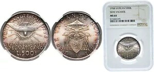 バチカン市国 1958 500 リラ シルバー 835 NGC MS 64 52,800円