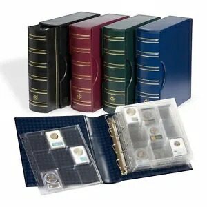 1 グレードのコイン スラブ NGC PCGS ICG 4 リング アルバム + 6 封入ページ + スリップケース ブルー
