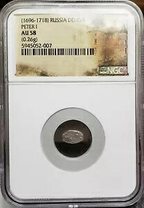 1696-1718 ロシア デンガ ピョートル 1 世 | NGC AU58