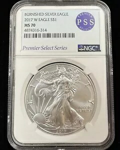 2017 W バーニッシュシルバー イーグル NGC - MS70