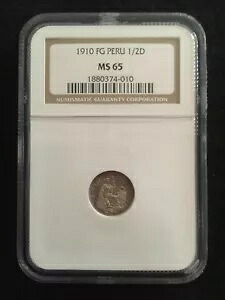 1910-FG ペルー 1/2 ディネロ NGC MS65