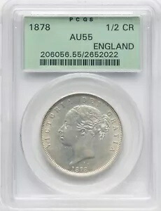 イギリス ビクトリア 1878 ハーフクラウン ほぼ未流通 認定 PCGS AU55 237,600円