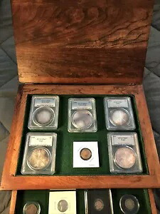 レインボートーン PCGS スラブコレクション シルバー イーグル (ウォールナット ディスプレイチェスト)