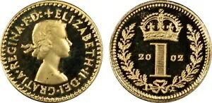 非常に珍しい 2002 年 イギリス ゴールド プルーフ マウンディ 1 ペニー コイン PCGS PR68 DCAM