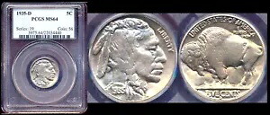 1935-D 5C タイプ 1 PCGS MS64 オリジナルカラー & 表面バッファローニッケル++｜WORLD RESOURCE【KING店】