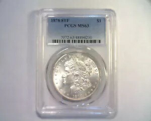 1878 8TF モーガン シルバー ドル PCGS MS63 素敵なオリジナル コイン プレミアム品質 PQ