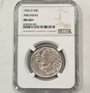 1936-D 50C アーカンソー シルバー 記念 PCGS MS66+ 米国造幣局コイン