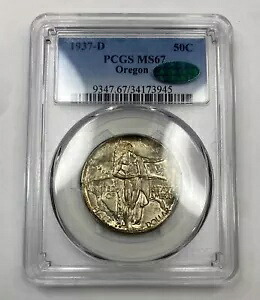 1937-D オレゴン記念ハーフダラー 50C PCGS MS67- CAC 承認済み!
