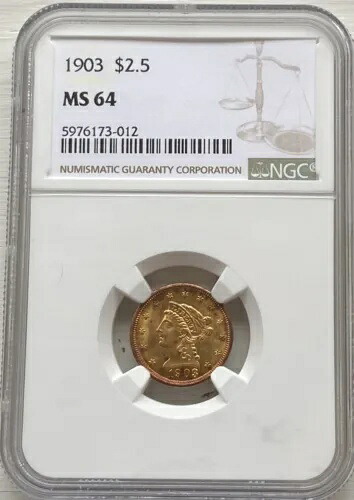 1903 $2.5 ゴールド リバティ - NGC MS64 - 送料無料