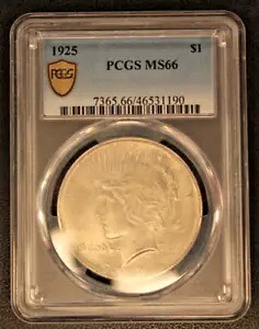 1925年 $1 ピースダラー PCGS MS 66 ゴールド シールド [034 WEy]