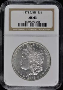 1878 7/8TF 強いモルガン ドル S$1 NGC MS63